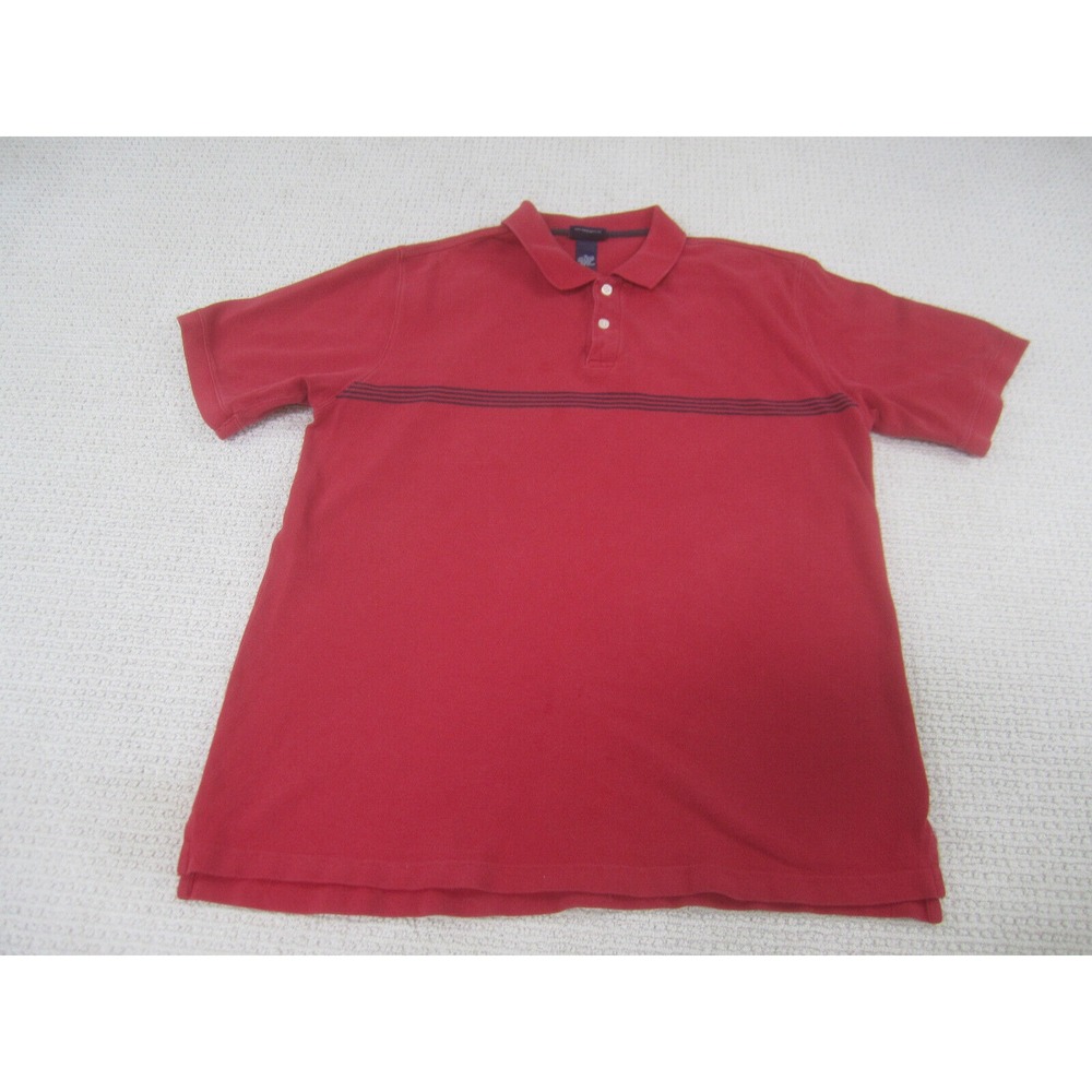 Champs‎ Sports Polo Mens Medium Red Blue Casual Short Sleeve Cotton Collared